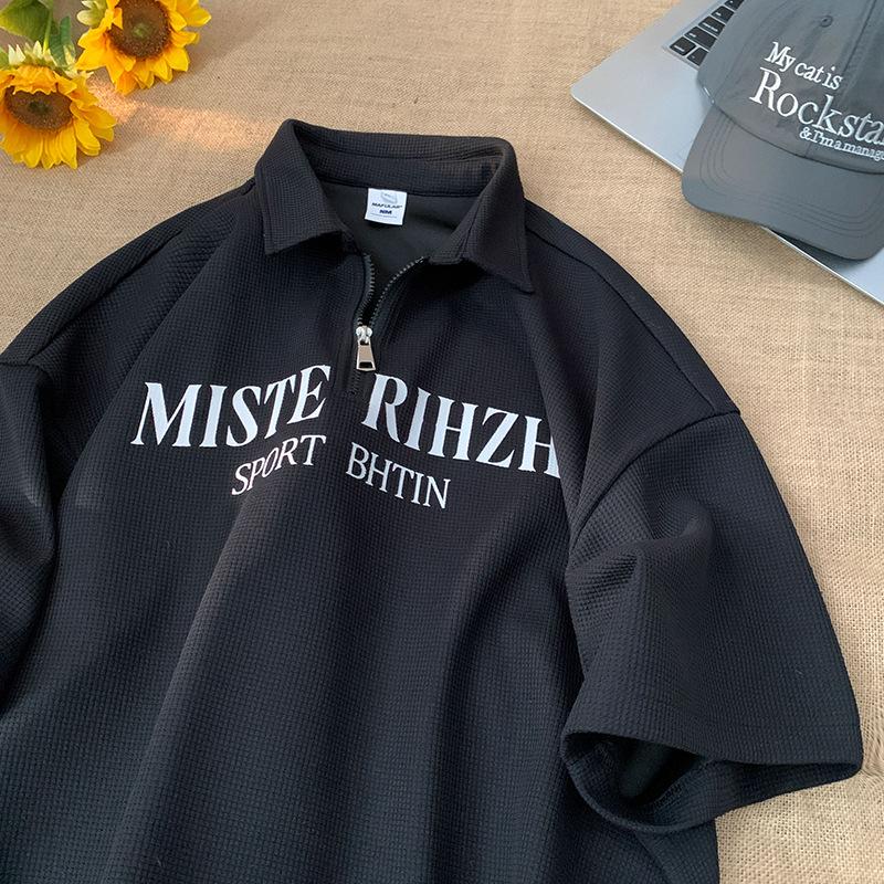 Waffle Plain Cool Moisture Wicking Soft Quality Breathable Men's Loose Fit Polo Shirt--Wrinkle Resistant Casual Athletic Short Sleeve Neck T-Shirt