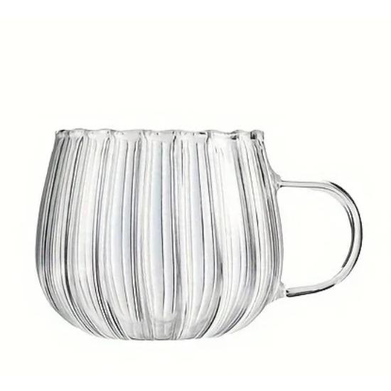 

1 шт. Стеклянные чашки с вертикальной полосой, стакан для воды 400 мл/13,5 унций, кружки для кофе, стаканы для питья, цветочные чашки для чая, устойчивые к вредителям, посуда для питья 400ml 13.5oz