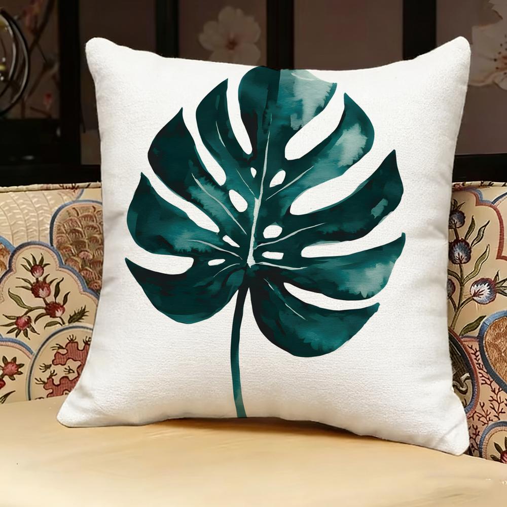 Modern Style Leaf Pillow Case Pillowcase, Double-Sided Printed, Sofa Cushion, Bedroom Headboard Pillow