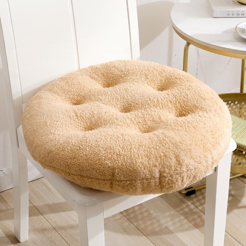 

Роскошные круглые плюшевые теплые подушки для стула, подушки для обеденного стула, мягкие коврики, противоскользящие, подходят для украшения дома 40x40cm хаки