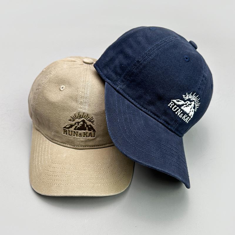 High Quality Mountain Embroidered Baseball Cap Men'S And Women'S Sunshade Retro Washed Casual Versatile American