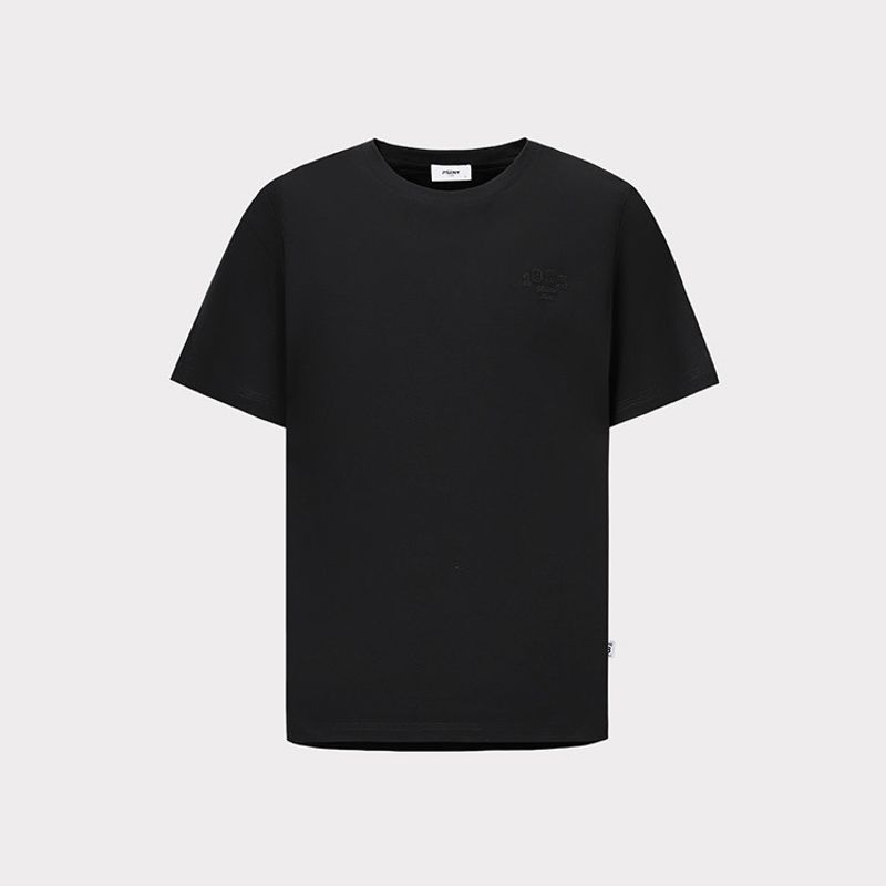 80 High Density Liquid Ammonia Mercerized Horse Cotton Short sleeve T-shirt Men s Summer Bottoming Shirt Foreign Trade Men s T-shirt Classic Black L