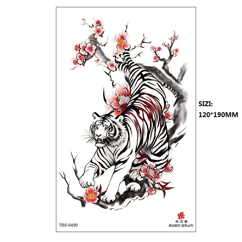 Hand Painted Original Color Flower Fox Phoenix Women'S Simulated Tattoo Water Transfer Tattoo Sticker