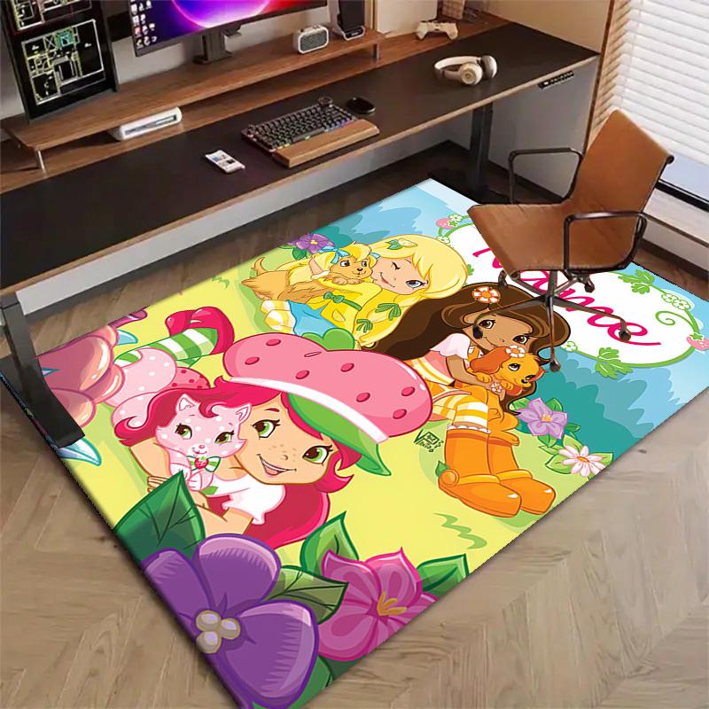 Custom Strawberry Princess Mat Personalized Name, Polyester Washable Indoor Entryway Rug, Gift for Christmas, Easter, Thanksgiving Day