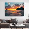 Caribbean Sunset Pink Sky Beach Sea Ocean Wave Canvas Wall Art Poster Bridge Palm  Print Painting Summer Home Decoration Gift