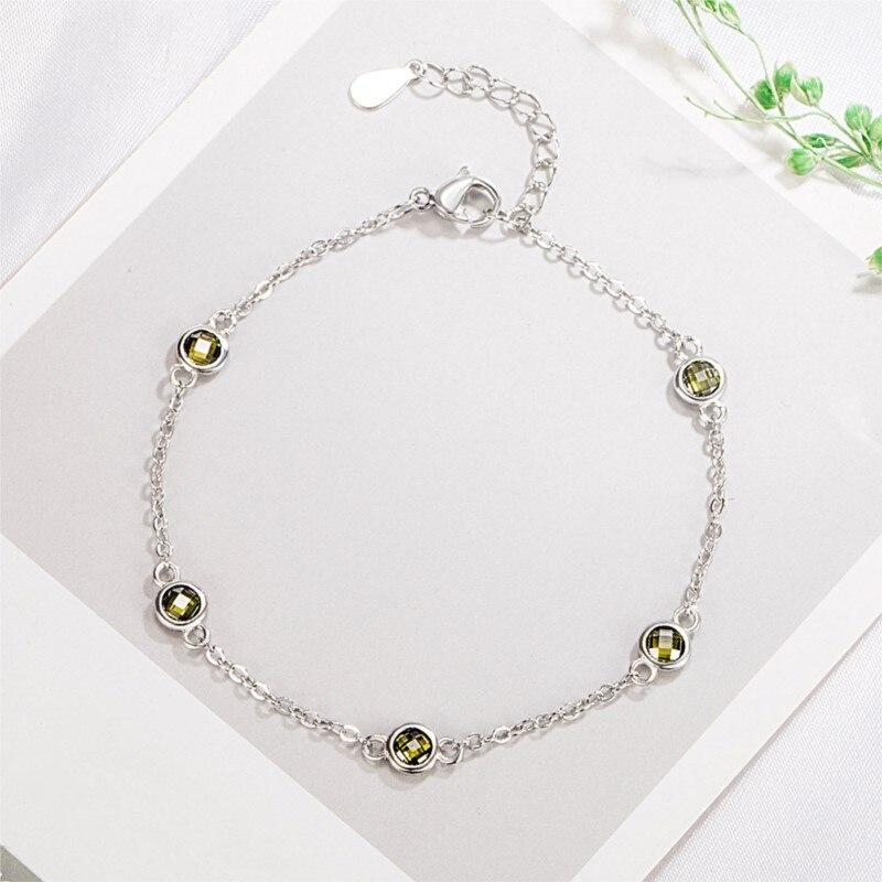 ANENJERY Colorful Geometric Crystal Zircon Chain Bracelet Female Simple Sweet Hand Jewelry