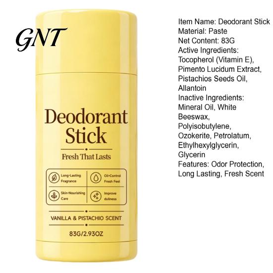 Travel Deodorant Stick 83G Vanilla & Pistachios Stick, Odor Protection Perfumed for Women Moisturizing Men, Long Lasting Fresh Scent Underarm
