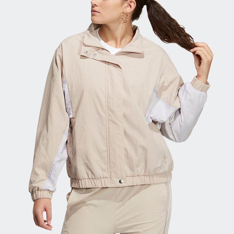 Adidas Must Haves Word Jacket With Letter Logo Print Women Casual Sport Jacket Miracle-Grey Tan-Brown HY2878