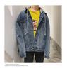 Herr Höst Oversize Harajuku Jeansjacka med Huva - Trendig Koreansk Stil