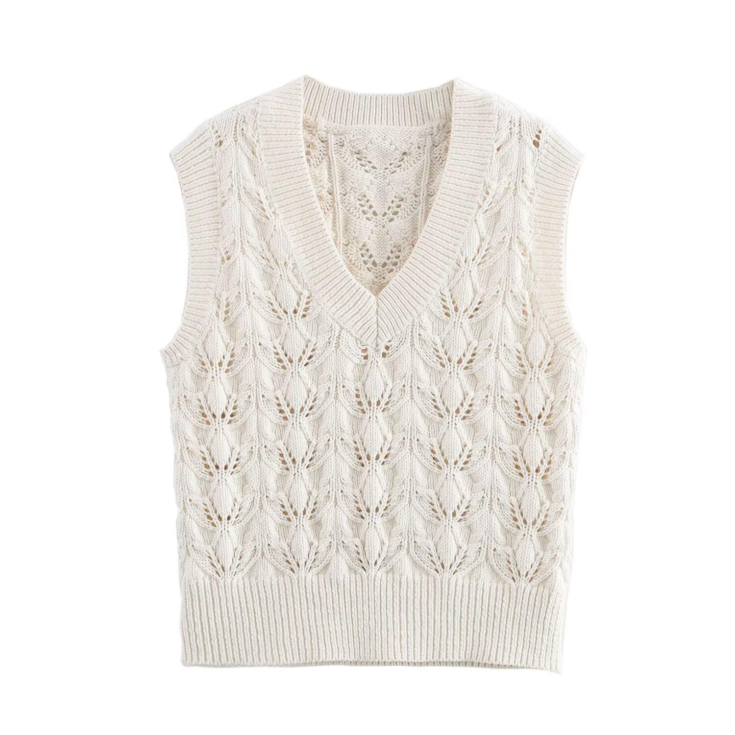 

Весенний однотонный трикотажный жилет с V-образным вырезом и бабочкой для женщин Large белый/кремовый