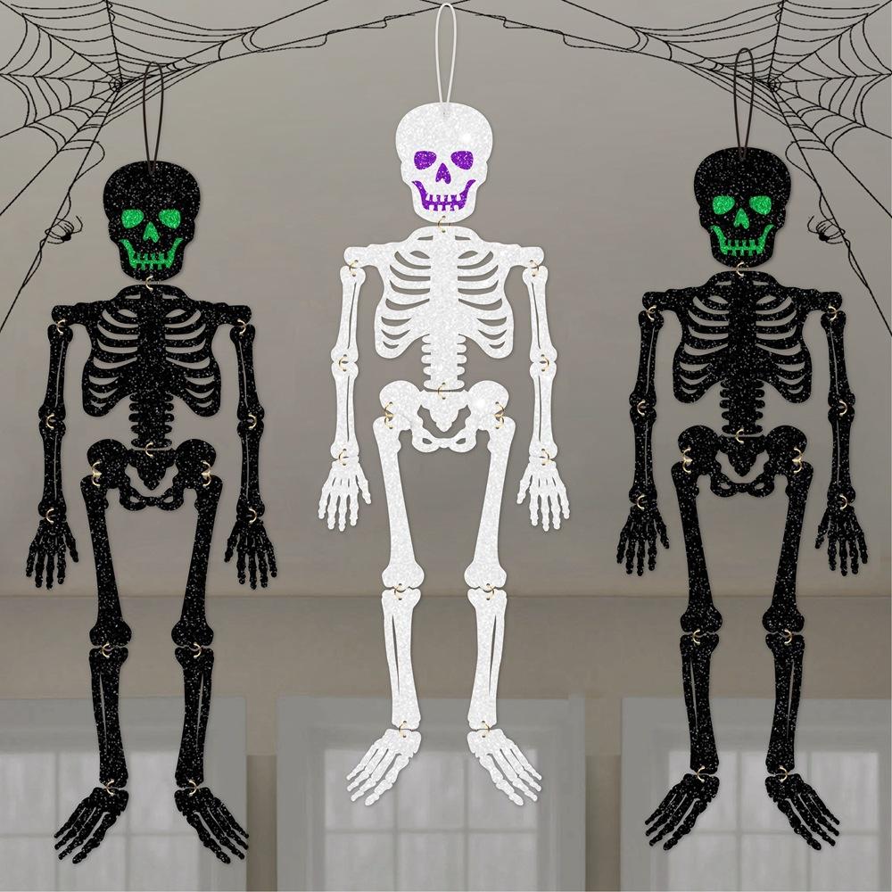 Halloween party decoration items - Glowing Skull Halloween Decorative Hanging Items, Halloween House Decoration Setup for Halloween Ghost Festival+