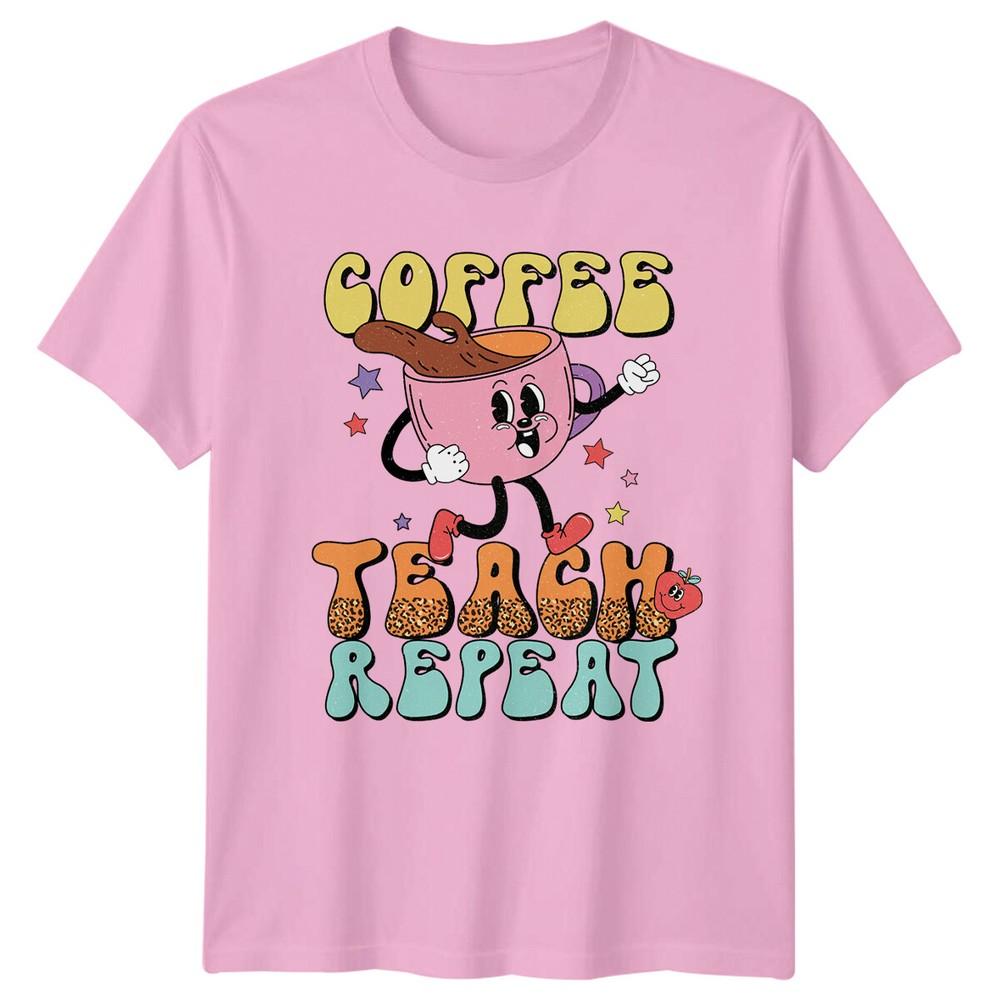 Coffee Teach Repeat Retro Teacher TShirt Funny Back To School TShirt