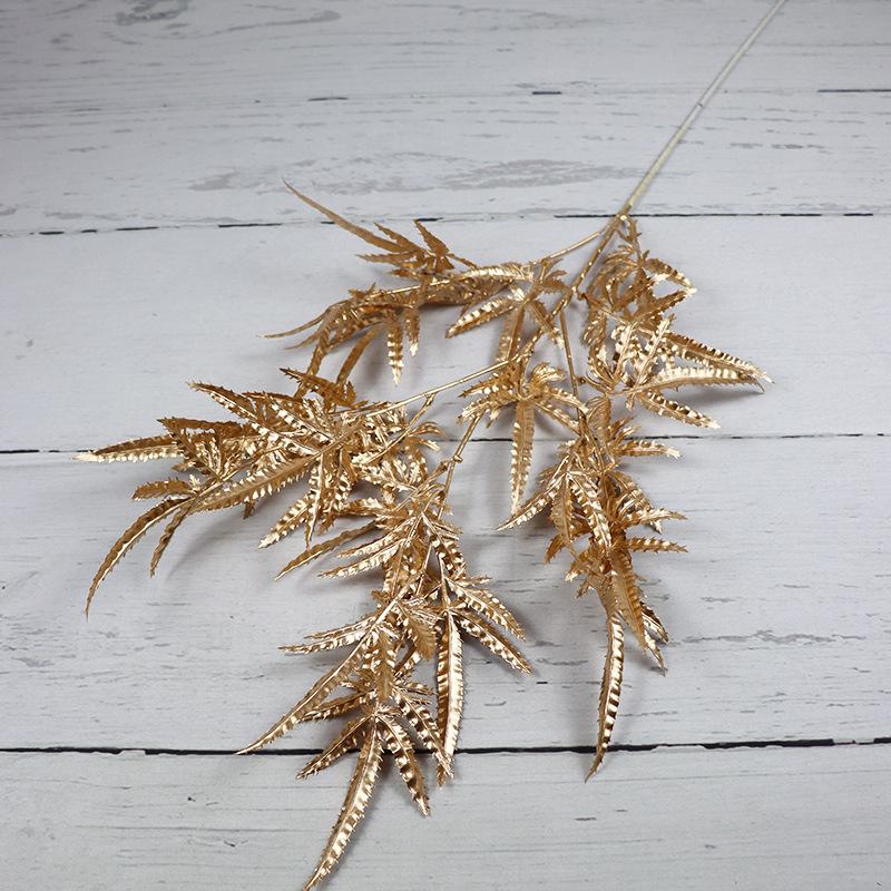 

Golden Imitation Flowers False Flower Bouquet Eucalyptus Ginkgo Leaf Loose Tail Anemone Reed Phalaenopsis Bamboo Leaf Wholesale 1pc