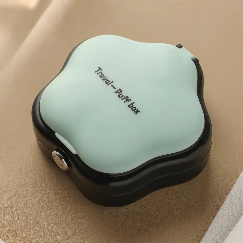 Portable Travel Makeup Puff Case with Mirror Breathable Box