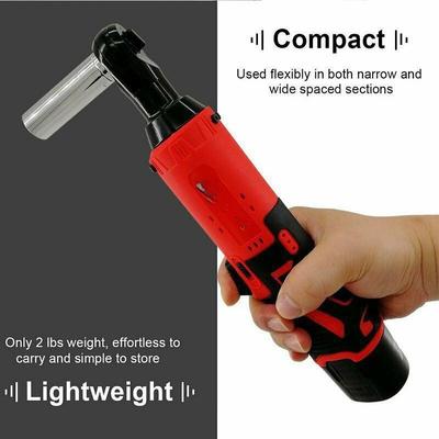 12V 90°Cordless Rechargeable 3/8 Inch Ratchet Wrench With LED Light Multifunctional Electric Right Angle Wrench