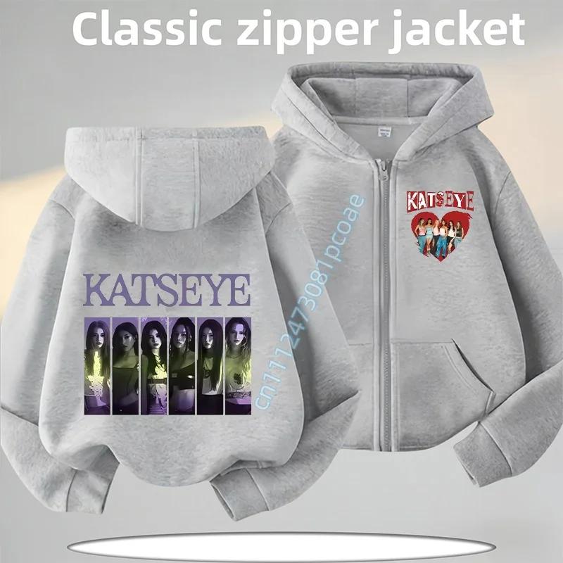 KATSEYE Children's Zippered Pullover Hoodie Boys' Sport Shirt Girls' Casual Top Cartoon Print 2026 New Fall/Winter Coat