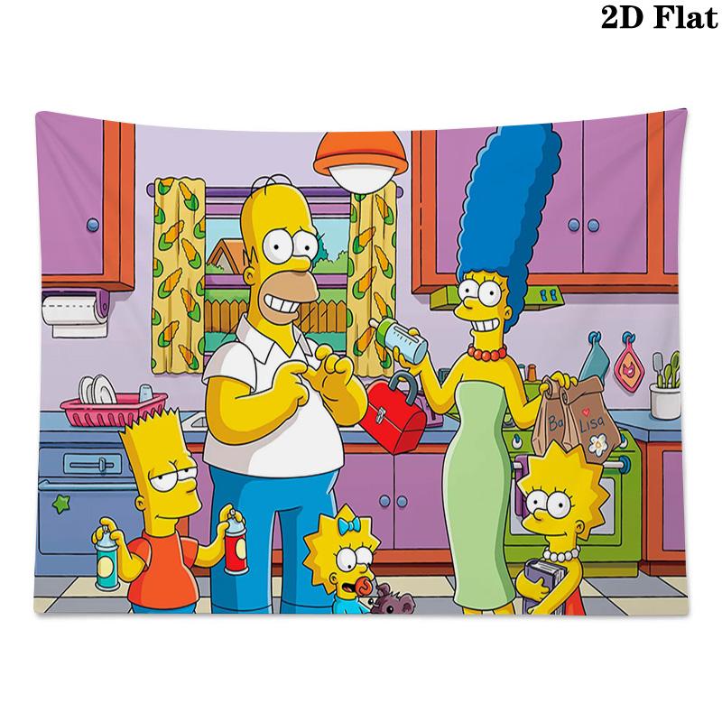 The Simpsons Wall Tapestry Aesthetic Wall Hanging Printed Fabric Blanket Decorative Tapestries for Bedroom Living Room Home Decor