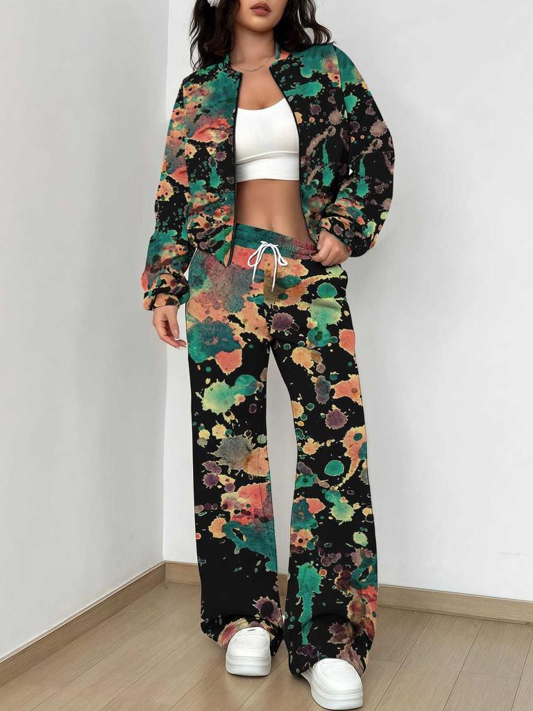 Retro Flower Explosion Autumn and Winter New European and American Women's Clothing Small Daisy Printing Suit Women