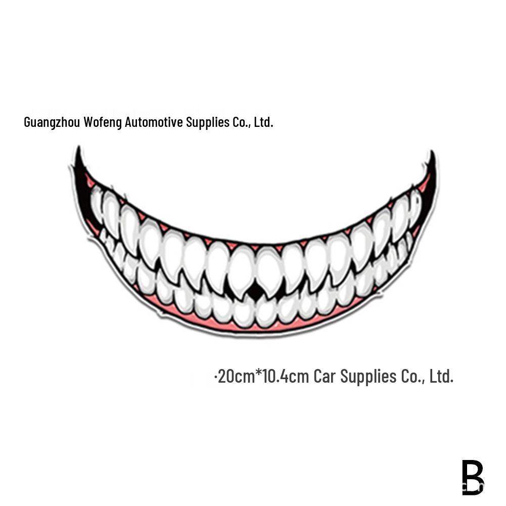 Reflective Evil Teeth Motorcycle Helmet Decals - Dark Personality Stickers P159