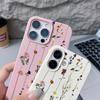 Simple Floral Print Matte Leather Texture Slim Case For iPhone 16 Pro Max 15 Pro 14 13 12 11 TPU Soft Shockproof Phone Cover