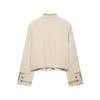 European and American Style, New Women's Clothing, Shoulder Padded Knot Buckle Turtleneck Long-sleeved Jacket 8917101