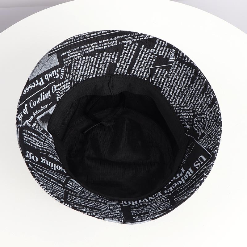Sombrero de Pescador Unisex Estampado con Patrón de Periódico Viejo Sombrero de Cubo Tendencia Urbana Sombrero para el Sol Sombrero de Cubo Harajuku Sombrero Hip-Hop para Exterior