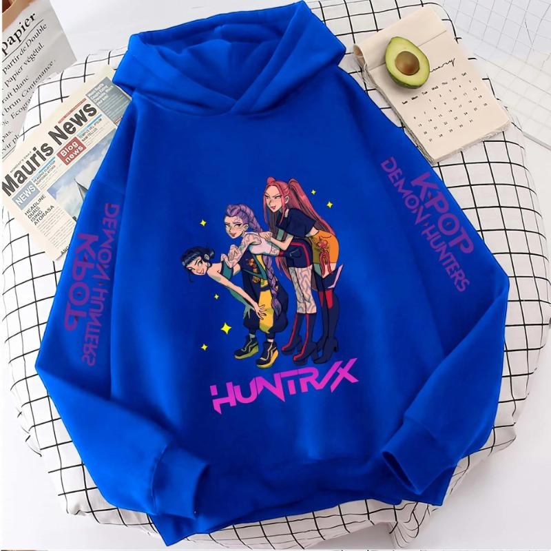 K-pop Demon Hunters Hoodies Girls Long Sleeve Outerwear Print Hooded Casual Warm Comfortable Hoodie