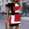 Fashion Womens Loose Vintage Pattern Print O Neck Short Sleeve Loose Streetwear A-line Dress