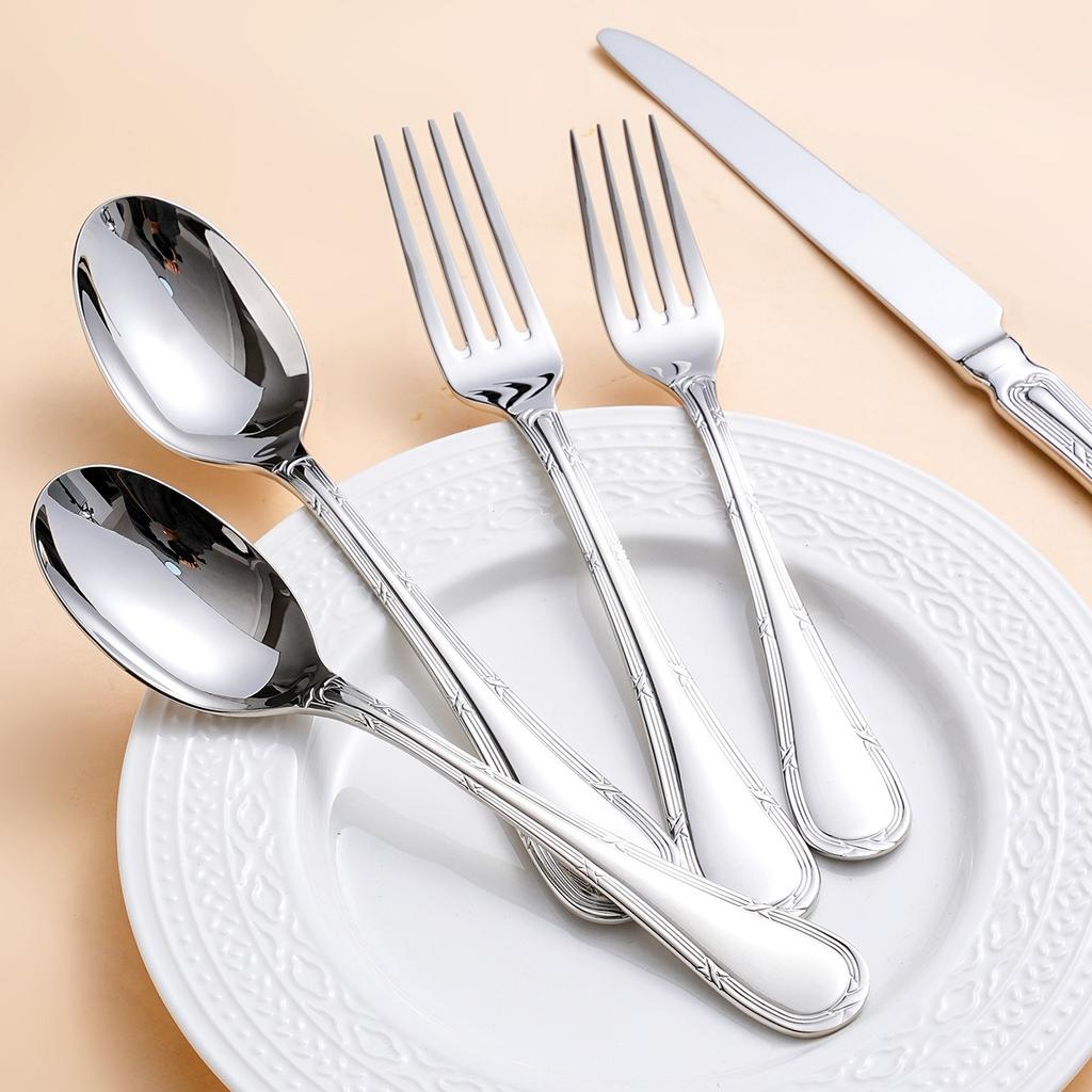 4/5pcs Luxury Plated Flatware Set Stainless Steel Cutlery Set Elegant 18-10 Steel Heavy Weight Flatware Tableware Mirror Cutlery