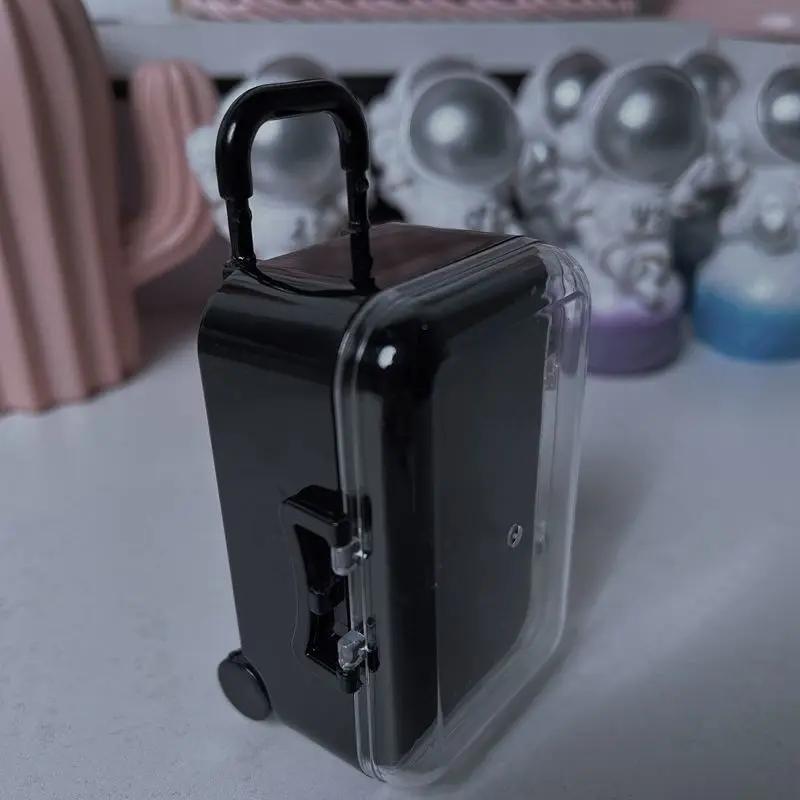 Boîte de Rangement pour Vêtements Labubu 17cm Mini Chariot Valise Transparente Garde-robe pour Poupée en Coton Boîte Mini de Rangement pour Bijoux