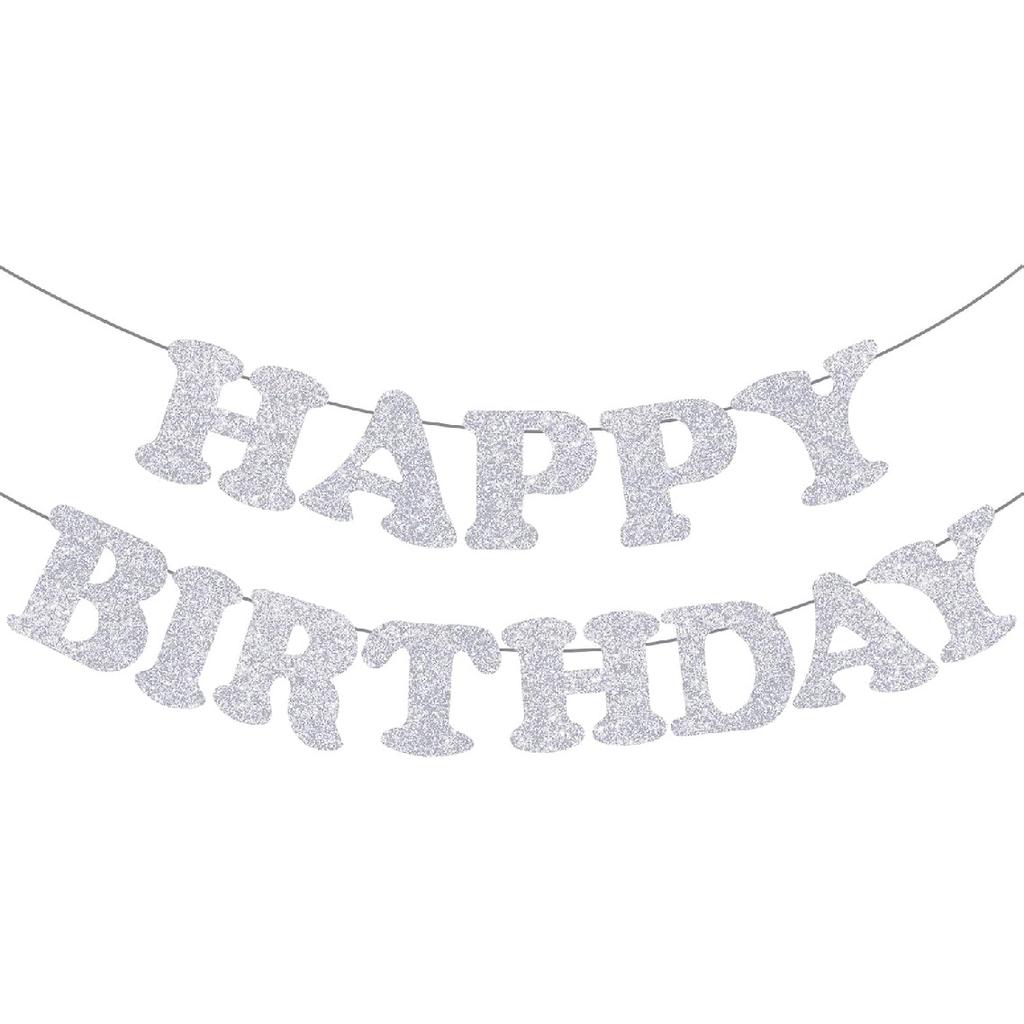 Whaline Light Pink Glitter Happy Birthday Banner Hot Girl Party Decoration Summer Hanging Garland for Pink Birthday Baby Shower Party Backdrop