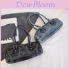 Denim Baguette Shoulder Bag For Women With Vintage Style And Zipper Closure For Daily Use