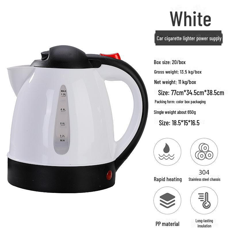 Portable Car and Truck Electric Kettle with 12V/24V Adapter for Tea and Boiling Water