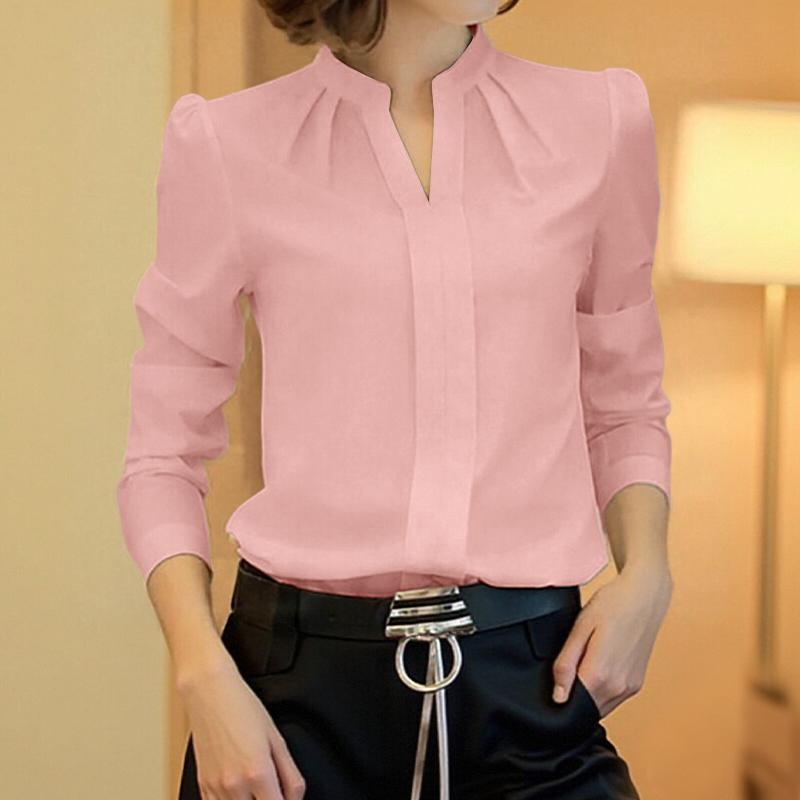 ZANZEA Women Casual V-Neck Loose Long Sleeve Blouse