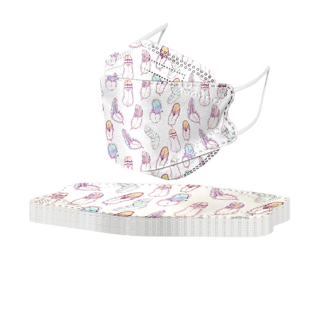 20PCS Unisex Adult Feather Print Outdoor Mask Protective Disposable Face Mask