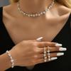 Silver Diamond Necklace Earrings Bracelet Three-piece Set