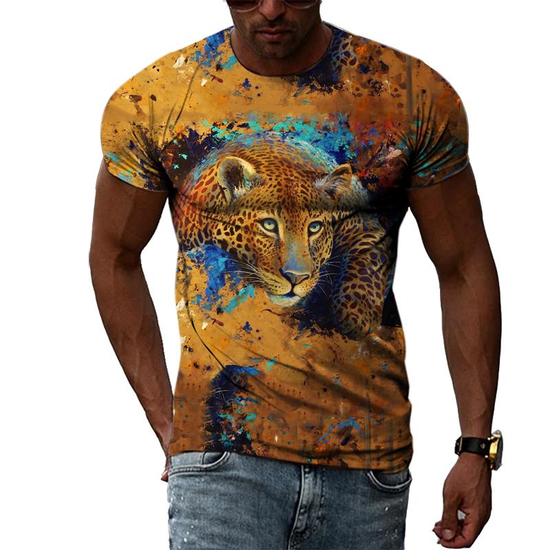 Trendige Herren-T-Shirts mit O-Ausschnitt, Tier-Tiger-Grafik, Sommermode, Persönlichkeit, cooler Stil, Harajuku-Druck-T-Shirts mit kurzen Ärmeln