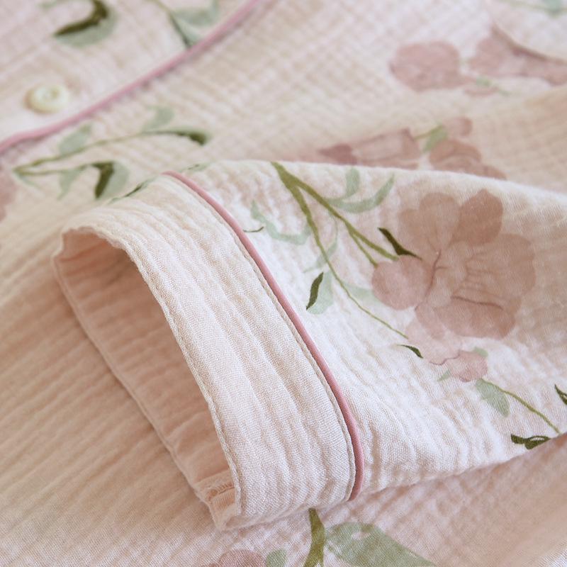 Women's Spring/Autumn Cotton Gauze Pajama Set - Long Sleeve Top & Pants