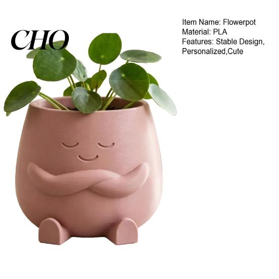 Smiling Face Planter Mini Flowerpot Cute Desktop 3D Printed Healing Green Plant Pot Creative for Home Office Stable with Legs