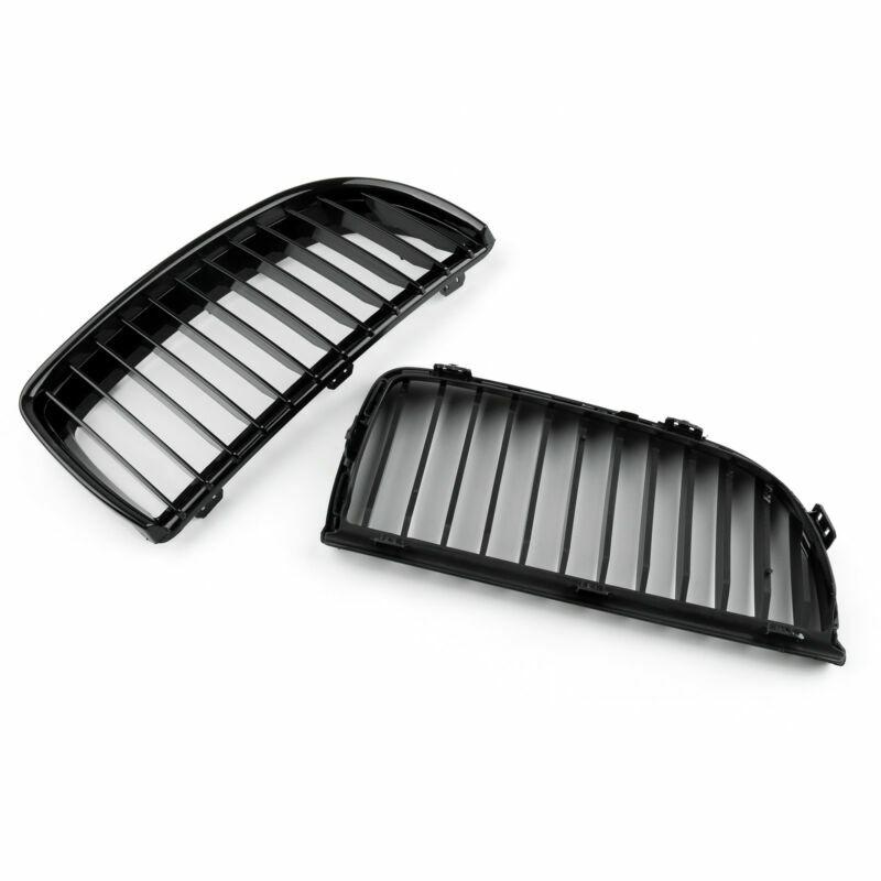 Front Kidney Grill Grilles L&R Gloss Black For BMW E90 3 Series Sedan 2005 2006 2007 2008