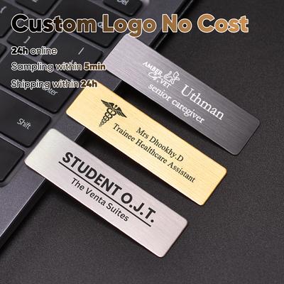 70x20MM Engrave Your Logo Text Plate Customize Badge Personalize Brooch Pin Double Sided Tape Magnet ID Door Mail Box Name Tag