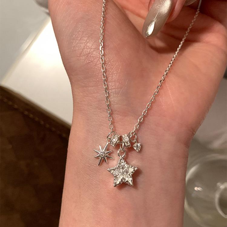 Multi Layer Pendant Necklace With Full Diamond Five Point Star Charm For Women Fashion Edgy Sweet And Cool Luxury Minimalist Collarbone Chain