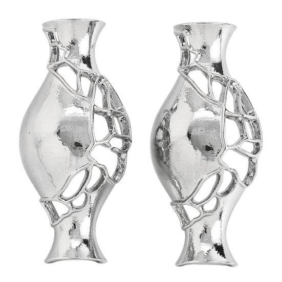 Unique Gift for Her 1 Pair Flower Vase Earrings Women, Retro Metal Hollow Shape DIY Dried Jewelry Earrings, Bouquets Floral Holder Wedding Prom