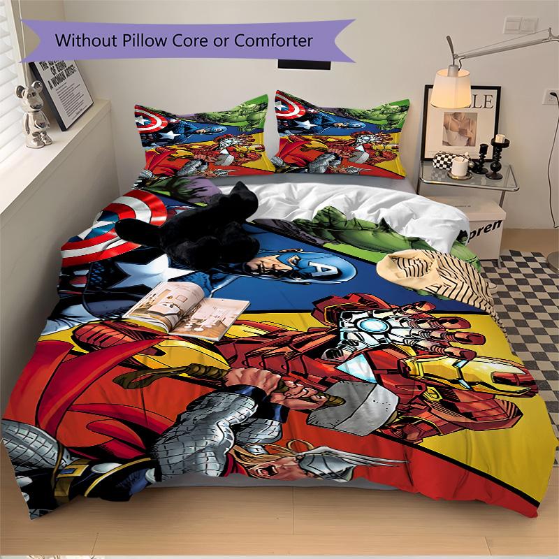 Avengers Heroes United Print 3Pcs Bedding Setduvet Cover With 2 Bedropillowcase Home Birthday Gift
