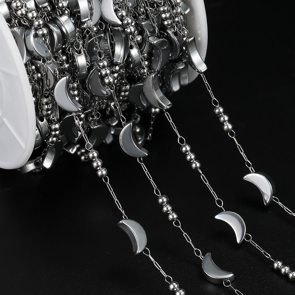 

1M/Pack 4.5*8mm Stainless Steel Moon Shape Charms Beads Chains for DIY Necklace Bracelets Jewelry Making Accessories