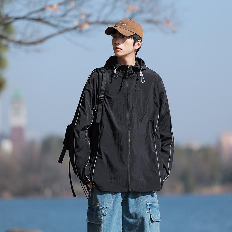 Męska kurtka letnia wiatrówka z jedwabiu lodowego z ochroną UV UPF50+