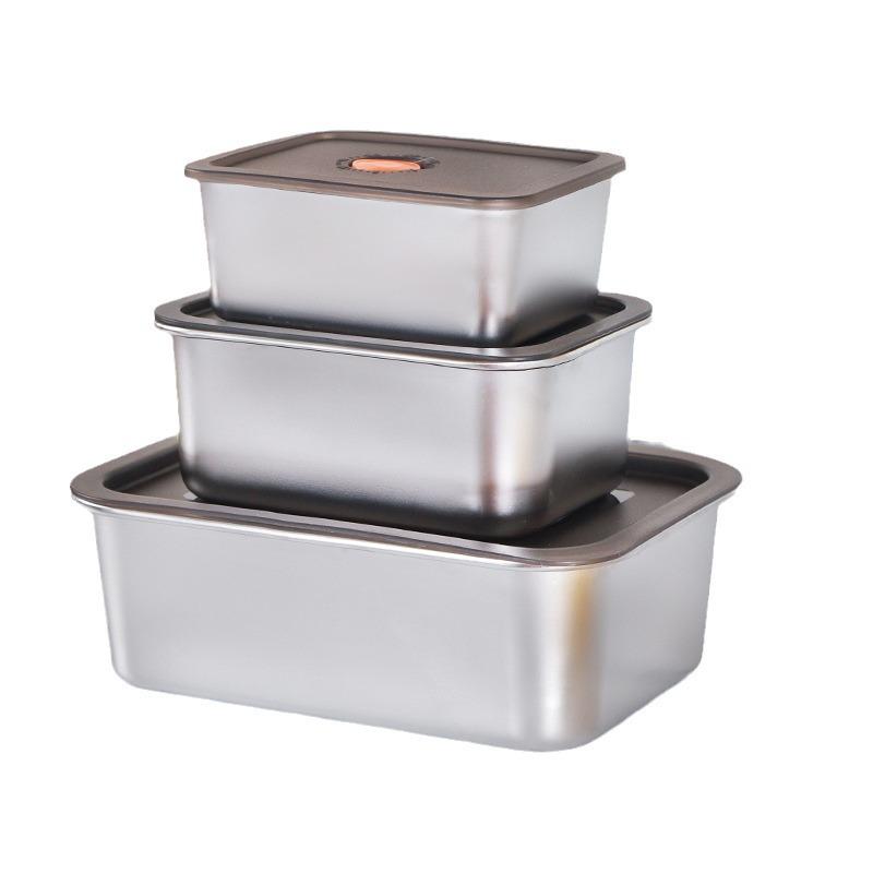Stainless Steel Fresh-Keeping Lunch Box with Sealed Lid for Refrigerator Storage