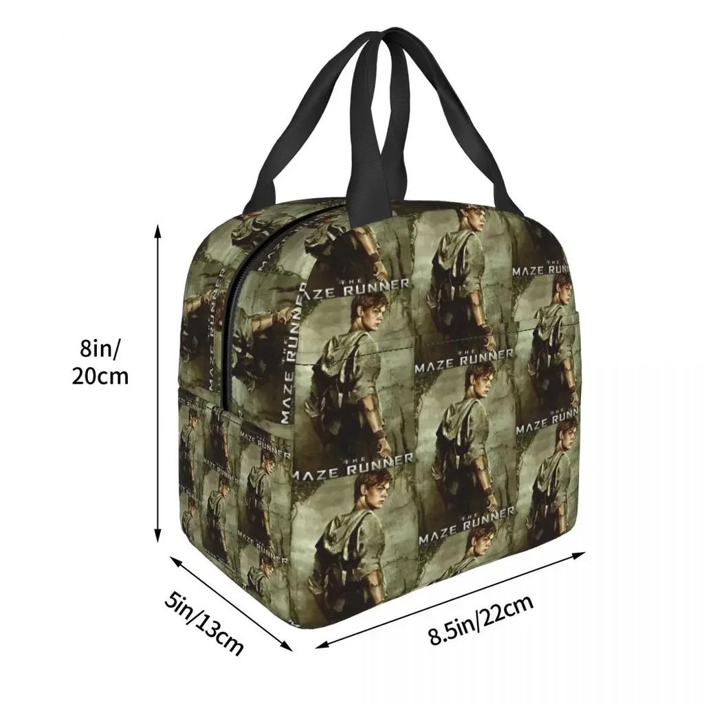 Vintage Newt Maze Runner Movie Insulated Lunch Bag for Women Children Portable Food Boxes Thermal Lunch Box Tote