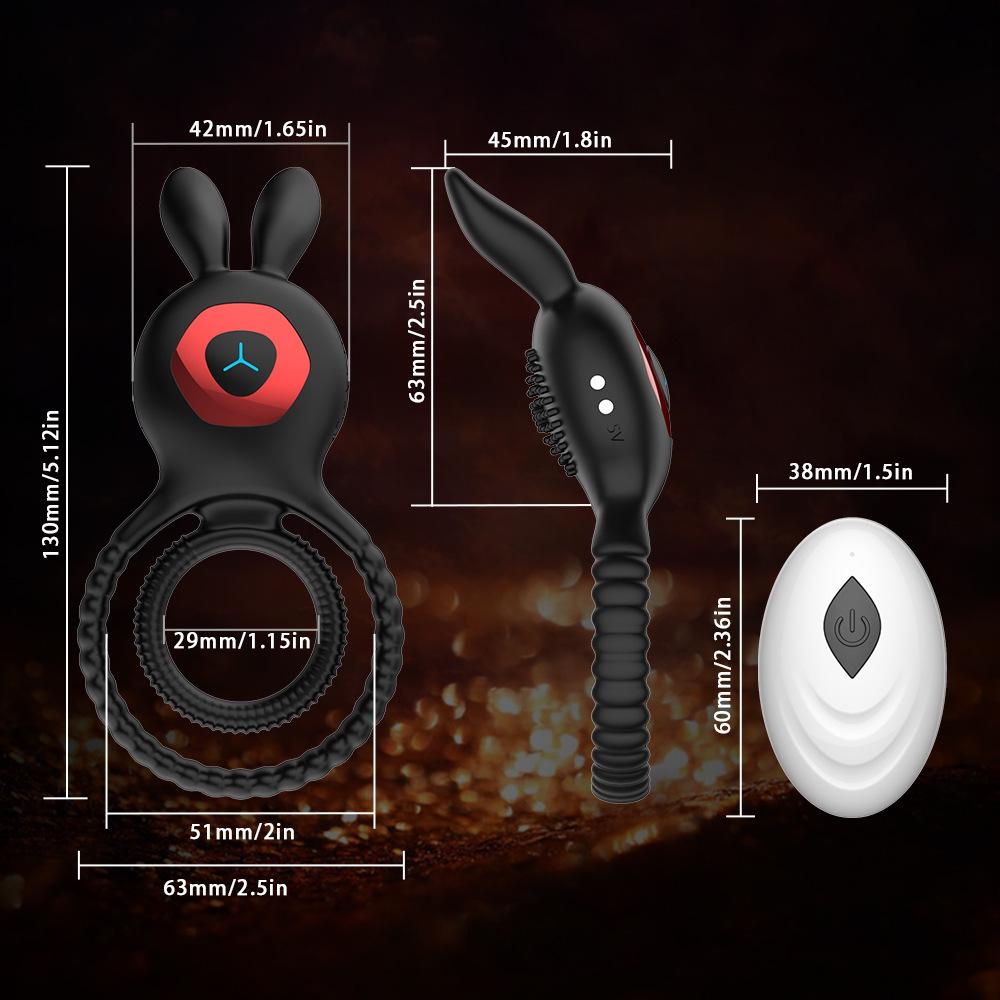 Cross Rabbit Vibration Ring: Male Lock & Nipple Testicle Massager
