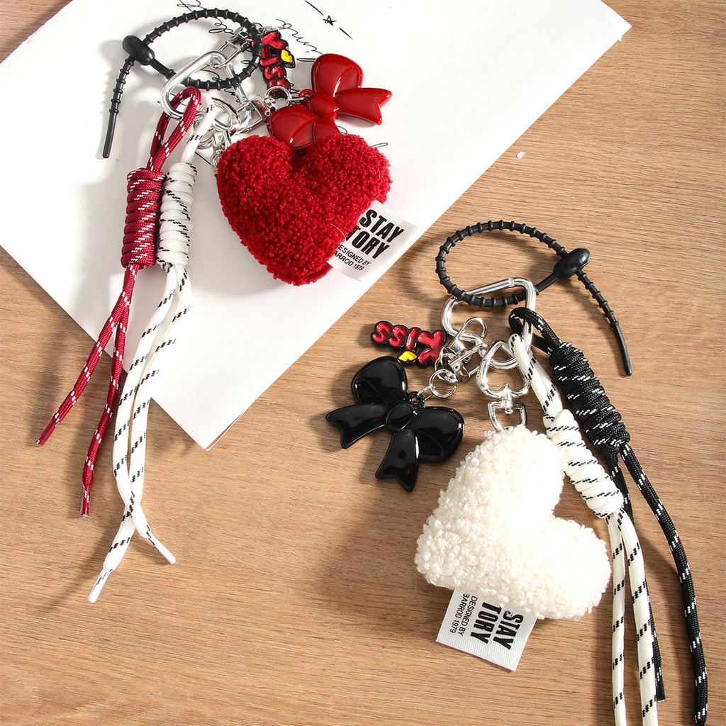 Cross-border new product trend niche design fashionable and simple love bow bag pendant braided rope pendant keychain